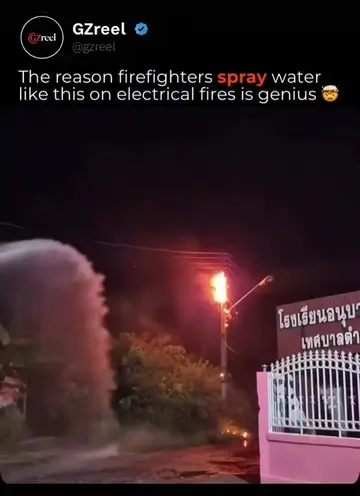 At first, it looks incredibly dangerous: someone appears to be spraying water at