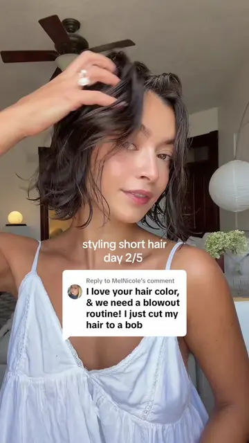 Replying to @MelNicole DAY 2 of styling short hair ⭐️ my current blowout routine