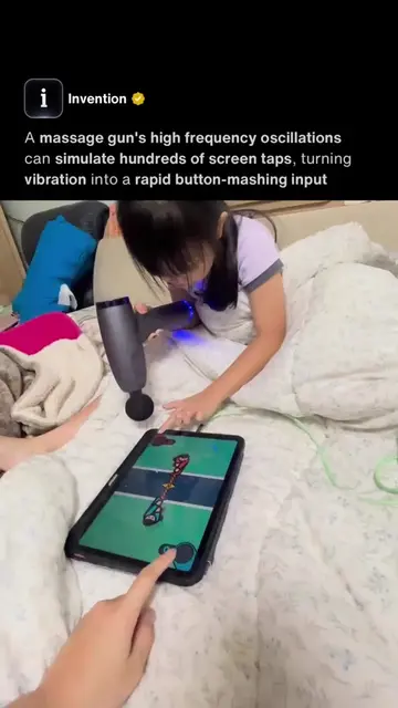Original Video Credit: IG/changyihsiu A massage gun is pressed against one side 