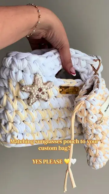 Add a matching sunglasses pouch for only £10 🤍💛  #crochetoftiktok #yellowyarn 