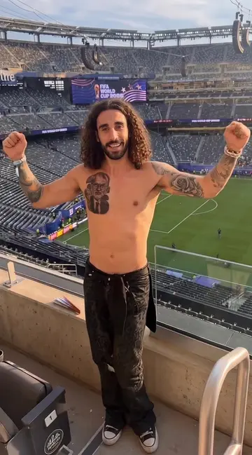 Cucurella with new tattoo in new jersey😂 bros happy with life🤞 cucu cucu rella