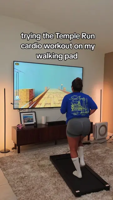 Temple Run cardio 🏃🏽‍♀️ who would try this??? #cardio #templerun #athomeworkou