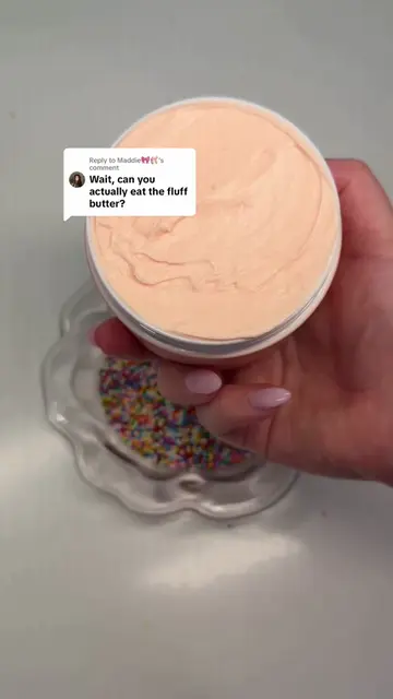 Replying to @Maddie🎀🩰 NO, you can NOT eat the fluff butter!! Only I can 🤭👀🎂