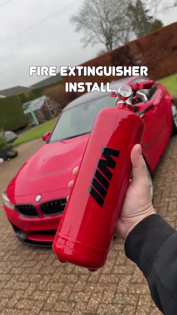 INSTALLING FIRE EXTINGUISHER. WILL YOU BE NEEDING ONE? Available. #bmwm #fireext