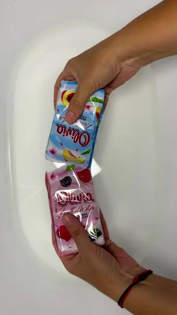 The blue soap smells incredibly delicious like peach, the pink one smells like b