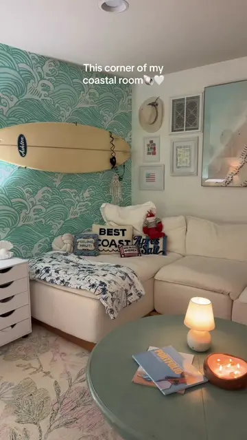 I love my coastal bedroom #inspo #coastalroom #roomdecor #beachhouse #cozy 