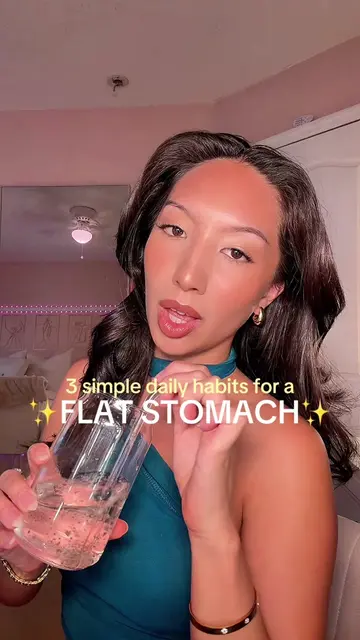 3 daily habits for a flat stomach ⏳✨ #flatstomachtips #flatstomach #flattummy #f