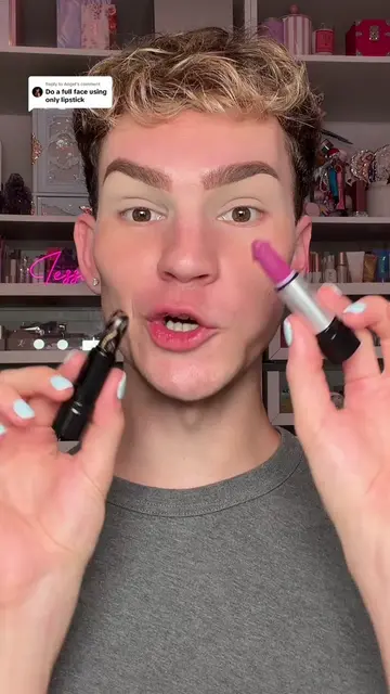 Replying to @Angel picking out a full face makeup routine with only lipstick! #m