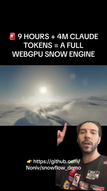🚨 9 HOURS + 4M CLAUDE TOKENS = A FULL WEBGPU SNOW ENGINE SNOWFLOW is a browser 