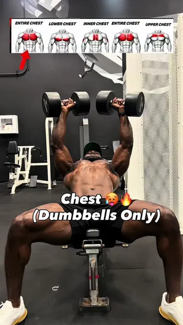 Dumbbell Chest Blaster 🥵💪🏿 (Save & Share)  Note: Inclining your bench will fa