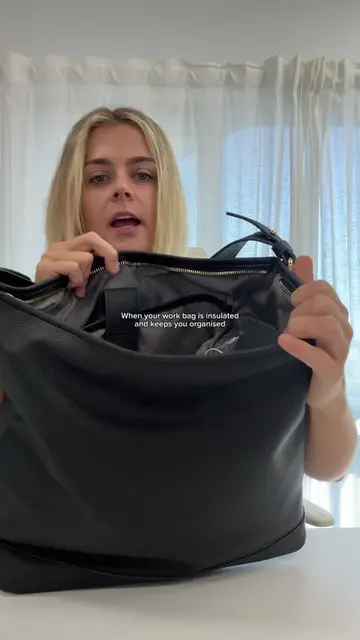 What’s inside Shaye’s work bag? 👀Featuring our Arden Insulated Slouch Bag [Smal