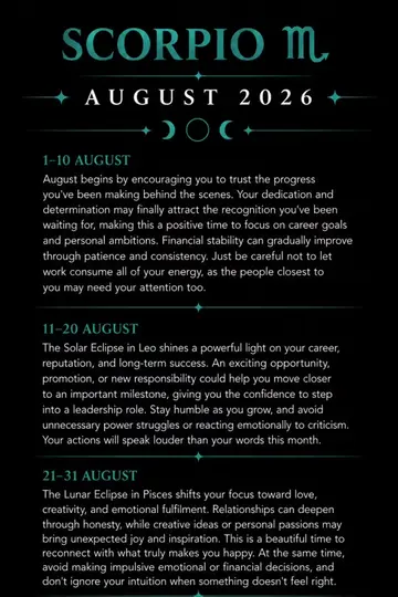 🦂 SCORPIO | AUGUST 2026 ✨ August rewards the effort you've been making in silen