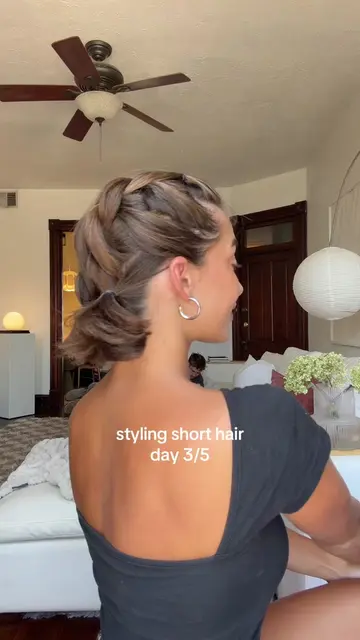DAY 3 of styling short hair ⭐️ BUBBLE BRAIDS, so cute #shorthair #shorthairstyle