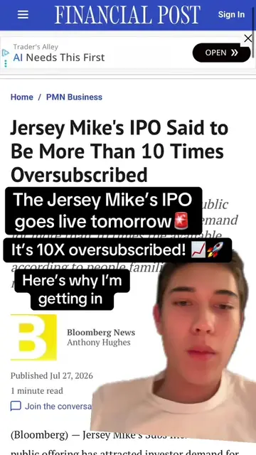 The Jersey mikes IPO goes live tomorrow! The Jersey mikes ipo is 10X oversubscri