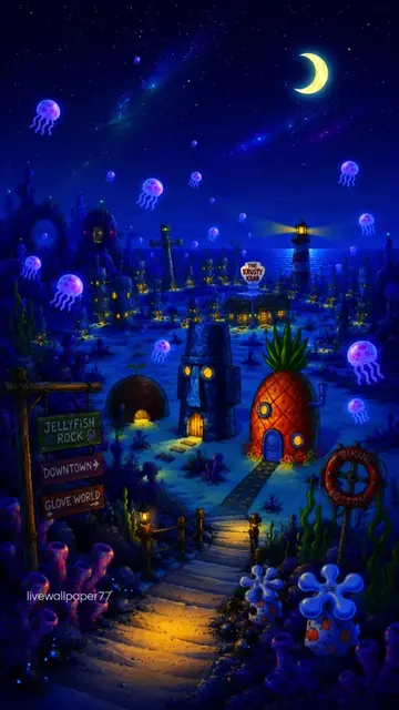 Good Night from bikini bottom🫧💤 (Download more live wallpaper 👉🏻@Live Wallpa