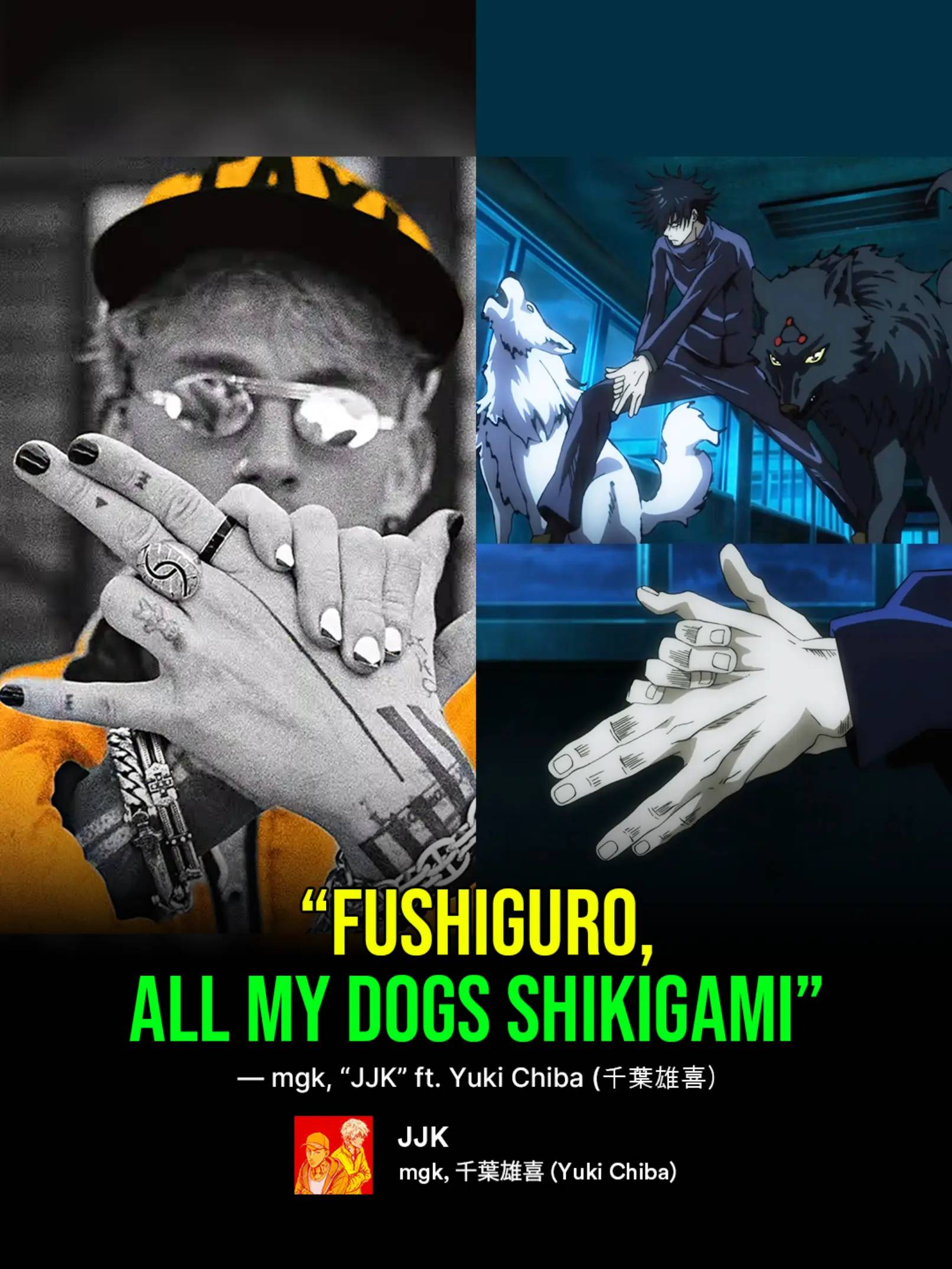 mgk's dogs are shikigami. This part was catchy. The song really starts going har