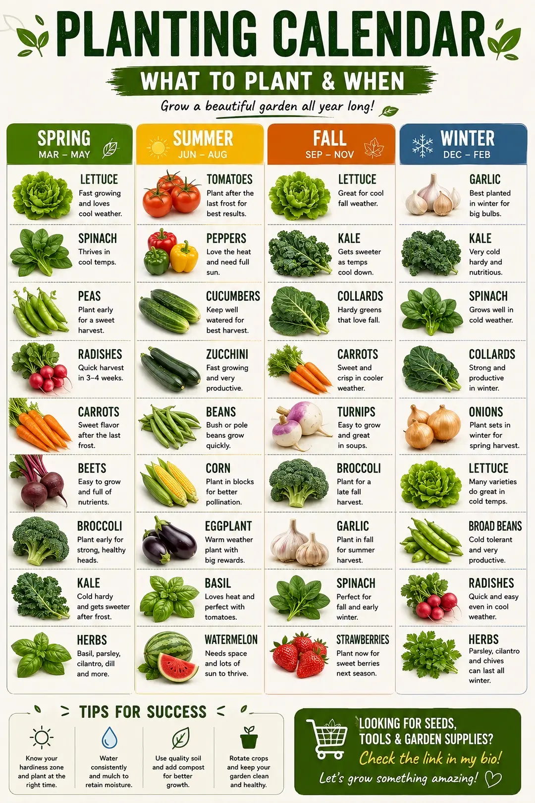 This beginner-friendly planting calendar helps you choose the right crops for ev