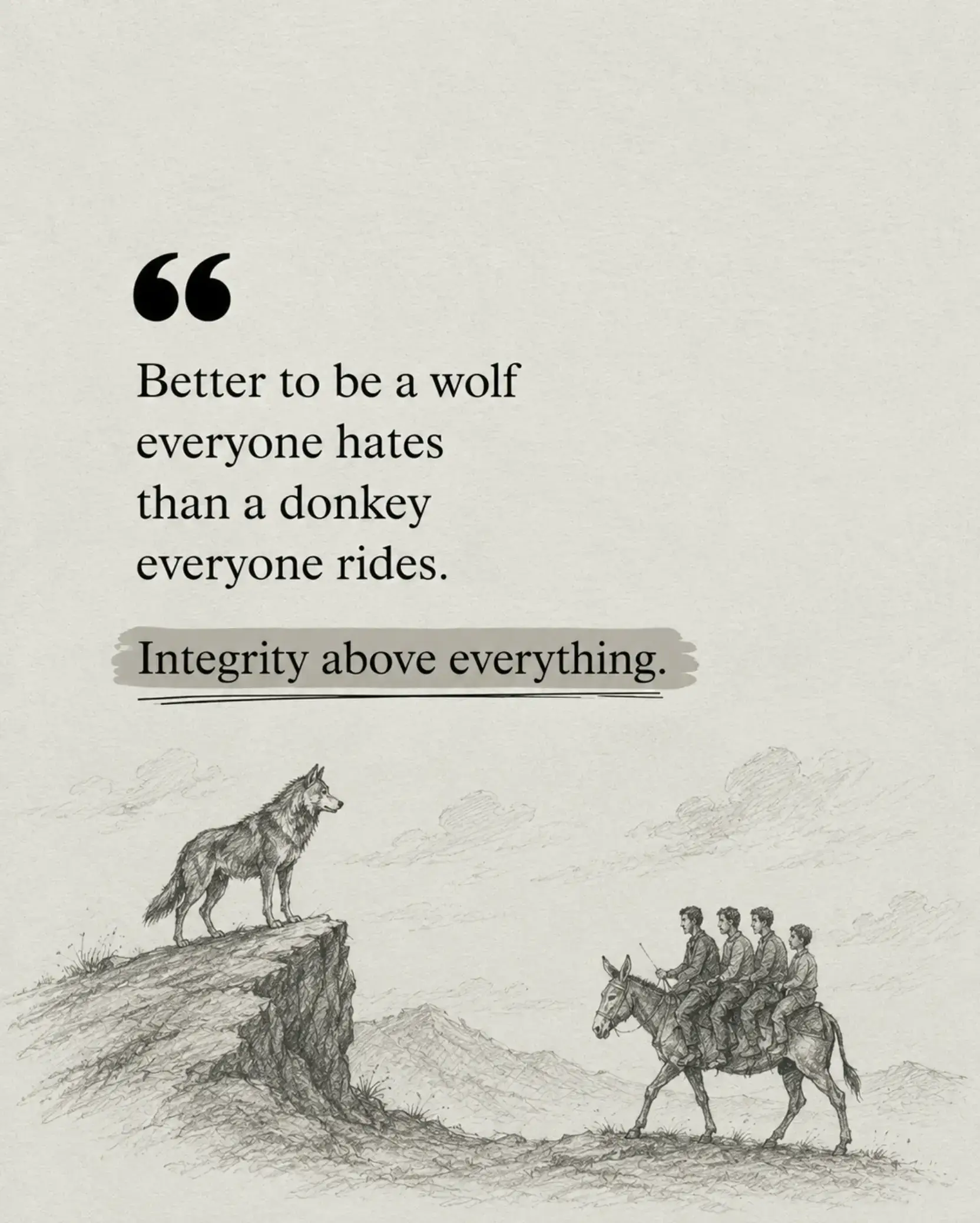 A wolf is feared. A donkey is useful. Most people spend their lives trying to be