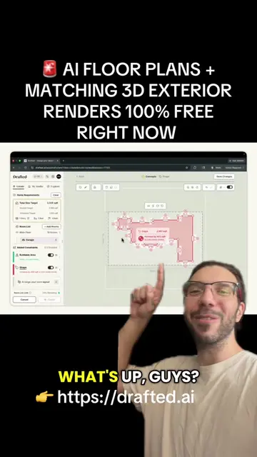 🚨 AI FLOOR PLANS + MATCHING 3D EXTERIOR RENDERS Drafted.ai lets you generate fl