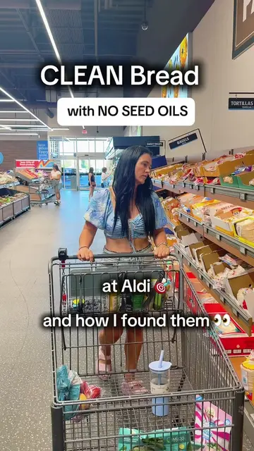 Clean bread with no seed oils at Aldi 👀 I use the Olive app to find these — lin