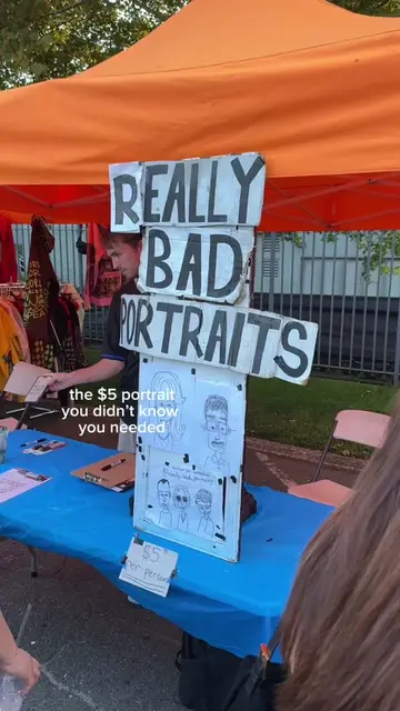 your sign to get a really bad portrait for $5 at the queens night market! it onl