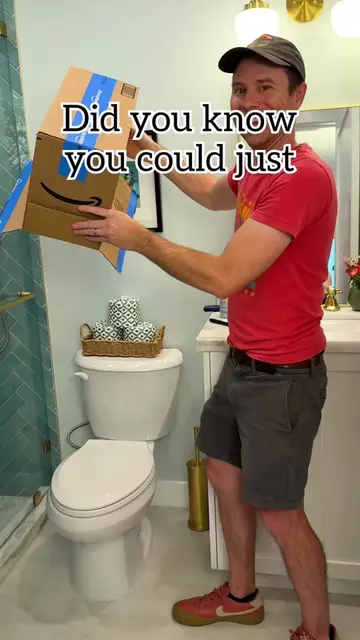 Bathroom upgrade trick! ✨ Jeff used spray paint to match the toilet hardware to 