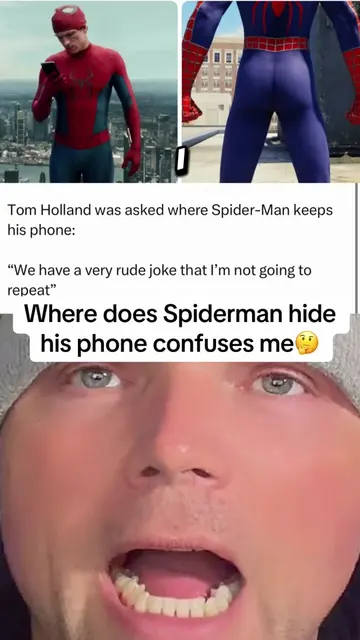 Where does Spiderman hide his phone confuses me🤔 #spideman #spidermanbrandnewda