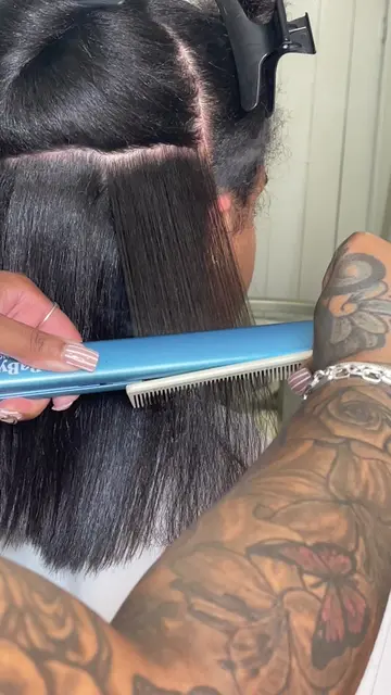 new client silk press 🌱🌿  my client recently got her haircut so our focus toda