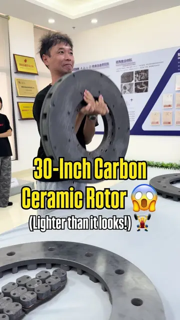Holding a massive bullet train carbon ceramic rotor like it’s nothing 😱 Carbon-