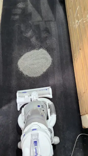 Gravel pile push with Dyson DC25 Drawing vacuum cleaner 