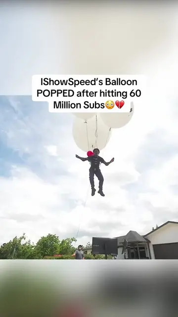 IShowSpeed’s Balloon POPPED after hitting 60 Million Subs😳💔 #ishowspeed 