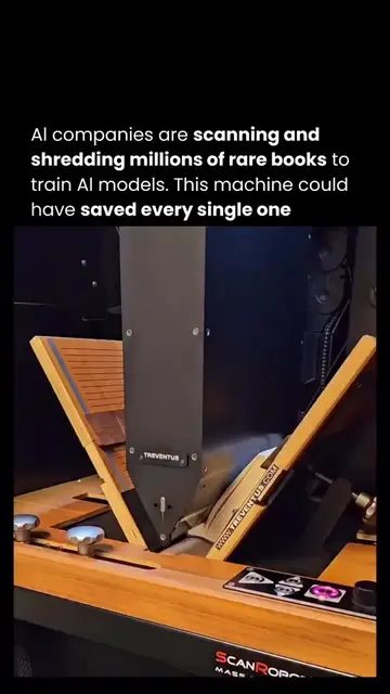 Al companies are bulk-buying rare books, slicing off the spines for high-speed s