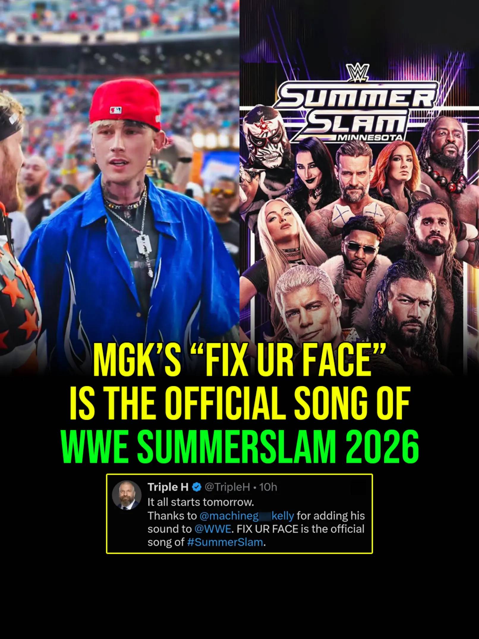 mgk's "FIX UR FACE" featuring Fred Durst is the official song of WWE SummerSlam 