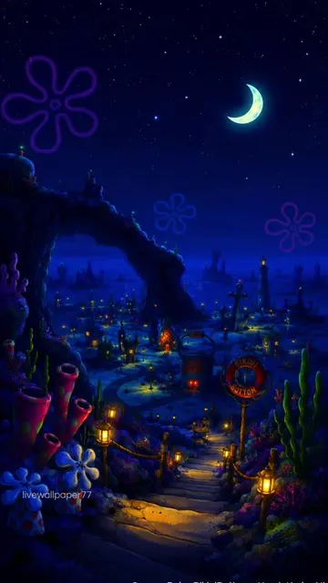 Late at night... somehow Bikini Bottom always feels more peaceful. 🌙💙 (Downloa