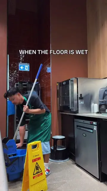 When the floor is wet 