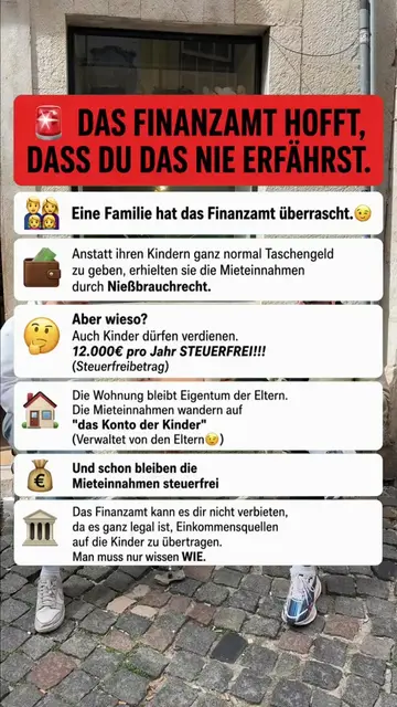 Das Finanzamt nutzt jede Möglichkeit, Steuern einzunehmen. Du solltest jede lega
