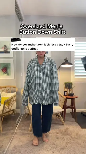 How to make a men's button down shirt look less boxy. A visual explanation for a