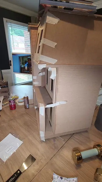 Part 3 - DIYing mt 1st dollhouse! 🏠 We are bricking the house today! #dollhouse