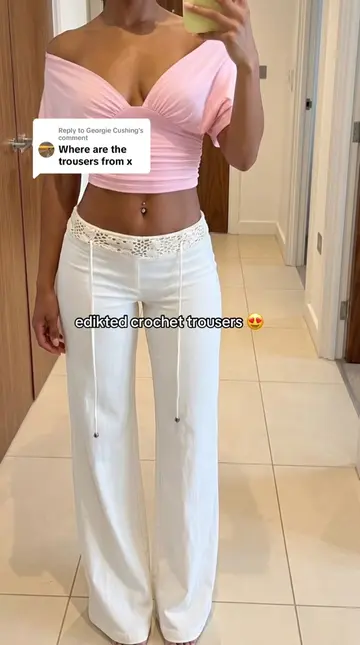 Replying to @Georgie Cushing @Edikted love these crochet knit trousers 😍  #edik