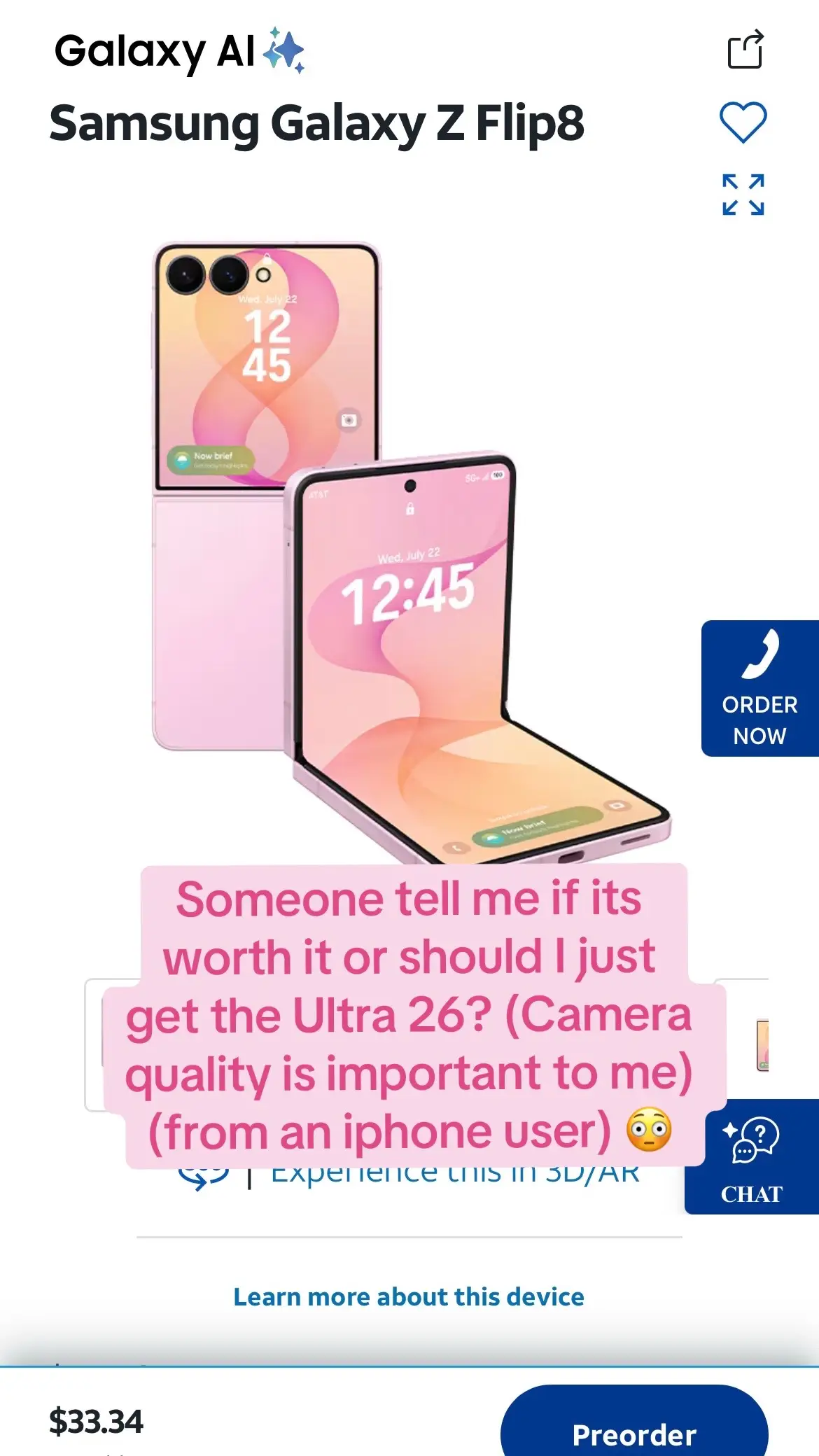 I love the pink but I want camera quality 🫠  . . . . . . #samsung #flip8 #fyp 
