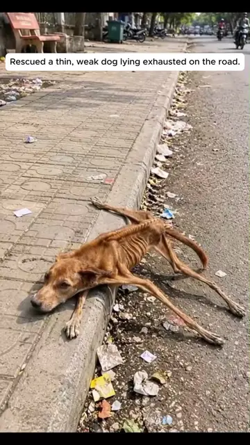 Rescued a thin,weak dog lying exhausted on the road. #rescue #animals #dog #dogs