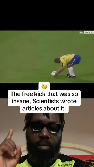 The secret behind this free kick is physics. Roberto Carlos hit the ball with ma
