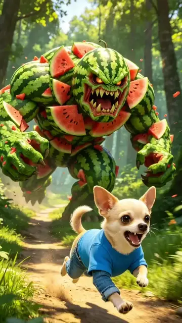 watermelon monster is chasing the Chihuahua 😱💔 #Chihuahuadog #AmericanBullydog