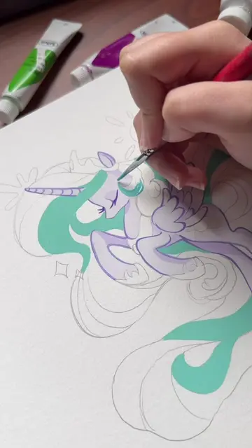 Celestia ✨ (redraw of an old drawing of mine) #mlp #mylittlepony #gouache #paint
