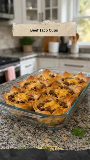 Beef Taco Cups 😍 Full recipe is on my page — right under my profile picture ⬆️