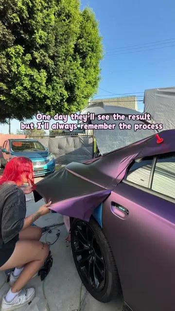 I’ll always remember the process..😌#carvids02 #cargirls #purplewrap #wrapping #