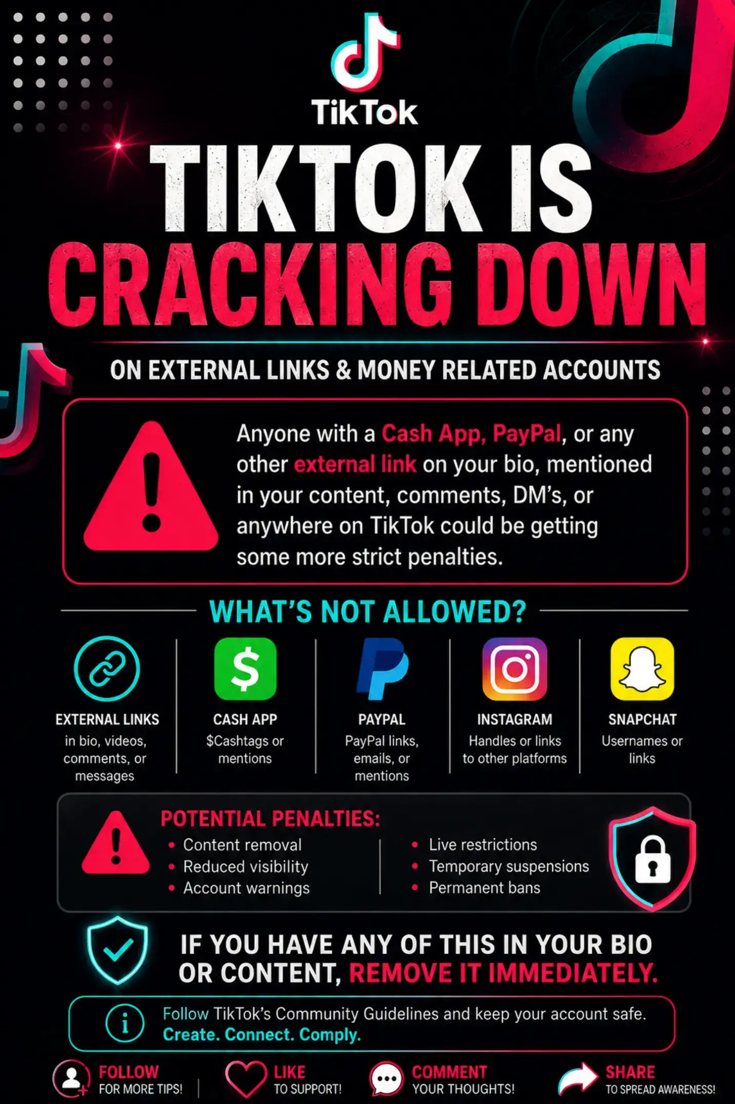⚠️ TikTok Creators, attention! Putting Cash App, PayPal, Instagram, Snapchat, or