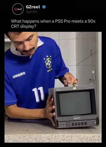 A creator connected a PlayStation 5 Pro to a 1990s Sony CRT monitor using video 