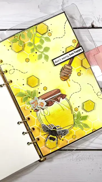 Don’t worry, bee Happy! 🐝  Layered stencils and stamps are pure fun! I was so e