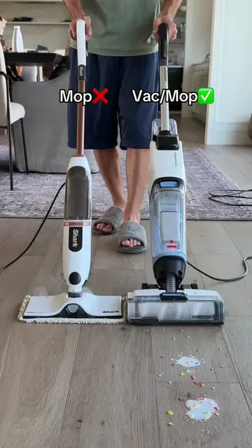 Instead of pushing the dirt around this will vacuum, mop, sanitize and self clea
